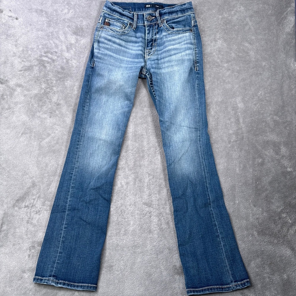 BKE Aiden Jeans Men 28x32 Blue Bootcut Distressed Whiskered Denim